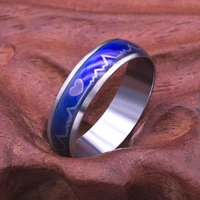 newest mood ring temperature changing color heart pattern emotion temperature smart ring jewelry wide 6mm