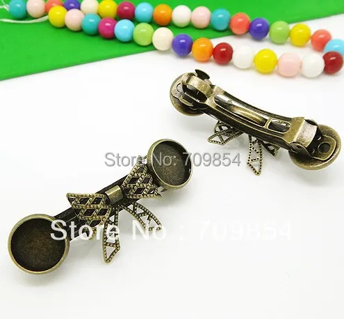 Бесплатная доставка! 100 шт./лот 12 мм накладка из античной бронзы Бабочка заколка