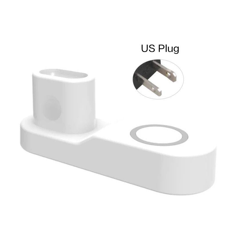 US Plug W3 Беспроводная подставка для зарядного устройства 4 в 1 быстрая зарядная док-станция для iPhone X 10 для Apple Watch IWatch 1 2 3 для Apple Airpods Earpod - Цвет: US Plug