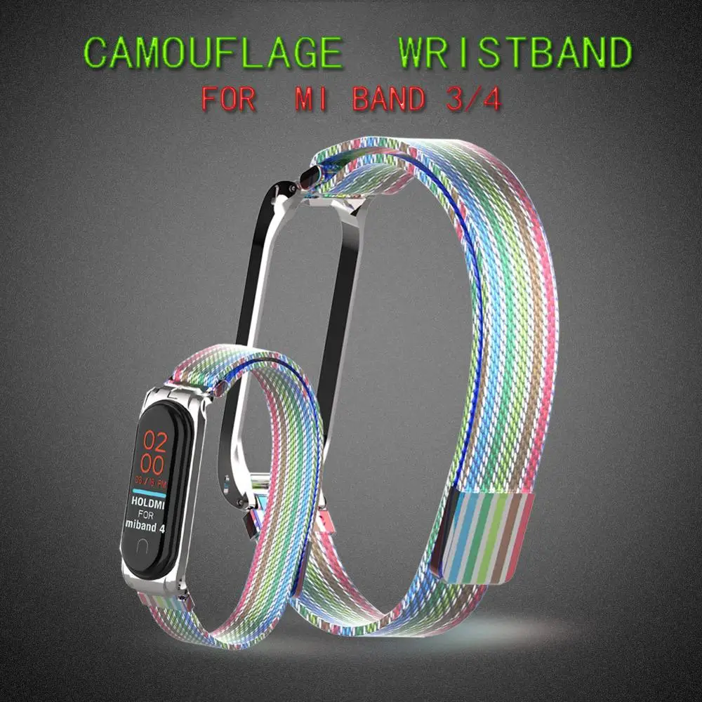Камуфляжный мягкий ремешок для смарт часов браслета Mi Band 3 4 сменный band