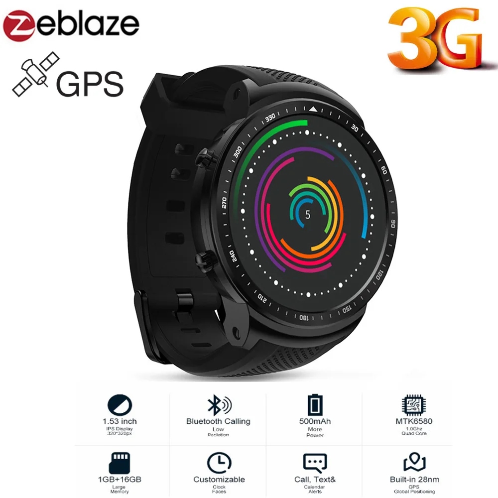 Zeblaze Thor PRO 3g телефона Android Smartwatch MTK6580 спортивные часы 1 GB 16 gps Сенсорный экран Bluetooth