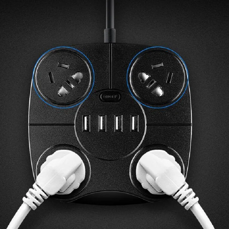 Быстрая зарядка квадратный 4USB Разъем черный/белый. Короб для проводов 4 plug |