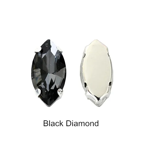 Black Diamond Высококачественные красивые стеклянные стразы с кристаллами в виде листьев, стразы с серебряными когтями для свадебного платья B1259 - Цвет: Black Diamond