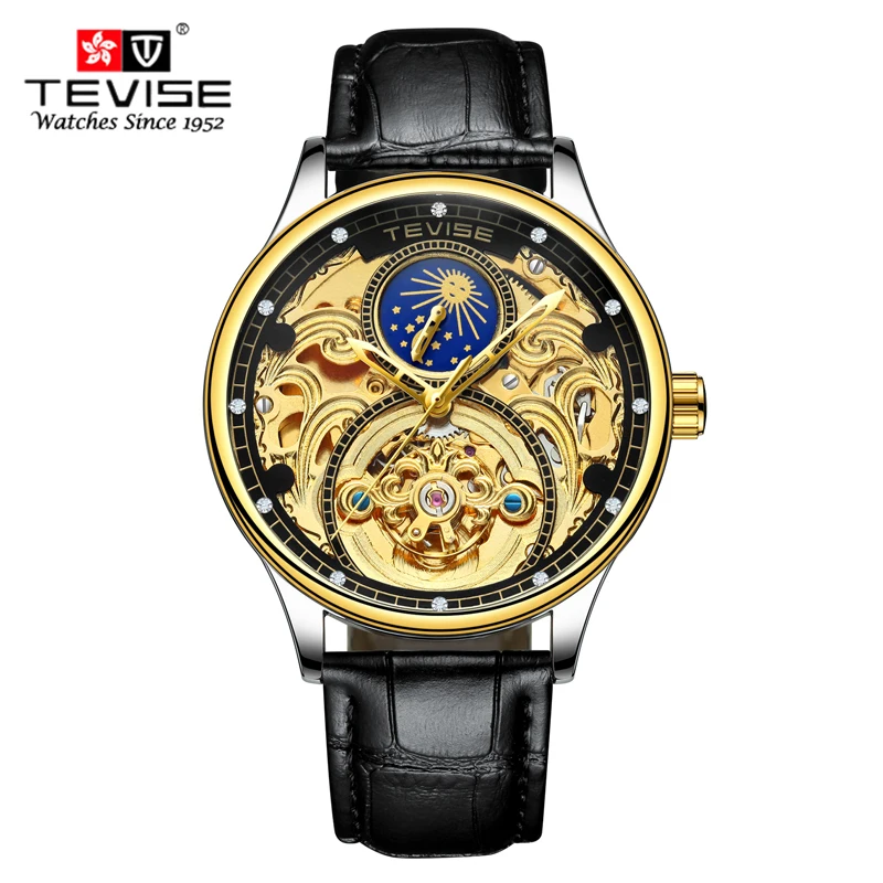 Tourbillon Мужские часы TEVISE оригинальные мужские автоматические само ветер Модные