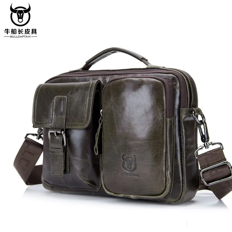 BULLCAPTAIN мужские кожаные портфели для бизнеса модная кожаная 14 дюймов Сумка