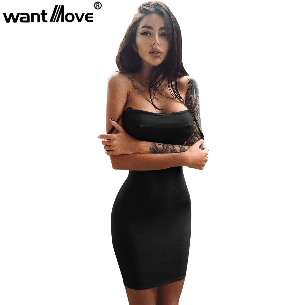 black short Wantmove/платье, модное мини-платье для женщин, на тонких бретелях, сексуальная клубная одежда, для вечеринки, элегантное платье для женщин JZ214 - Цвет: black short