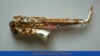 professional satin silver body and gold keys alto saxophone sax eb high f saxofon new case