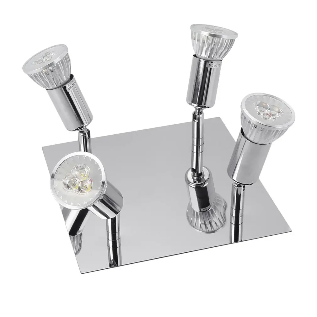4-head Rotational Spotlight Ceiling Bar Light Fitting Fixture GU10 Satin Nickel Indoor Decoration Lamp | Освещение