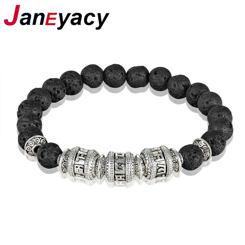 Janeyacy брендовый мужской браслет в стиле ретро и женский с натуральным камнем