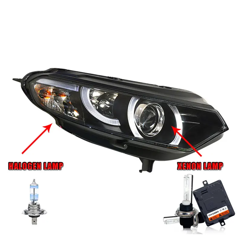 Halogen HighBeam 2 шт. светодиодный фары для Ford EcoSport 2013- светодиодный автомобильный фонарь ангельские глазки ксенон HID комплект Противотуманные фары светодиодный дневные ходовые огни - Цвет: Halogen HighBeam