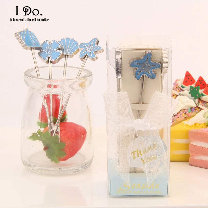 Бесплатная доставка пляжные вилки для фруктов свадебные сувениры и подарки