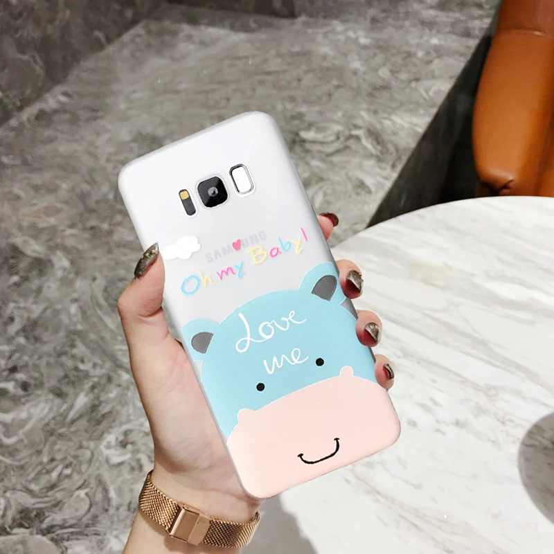 YHBBCASES с рисунком милого кота бегемота чехол для телефона samsung Note 8 9 s рельеф ТПУ