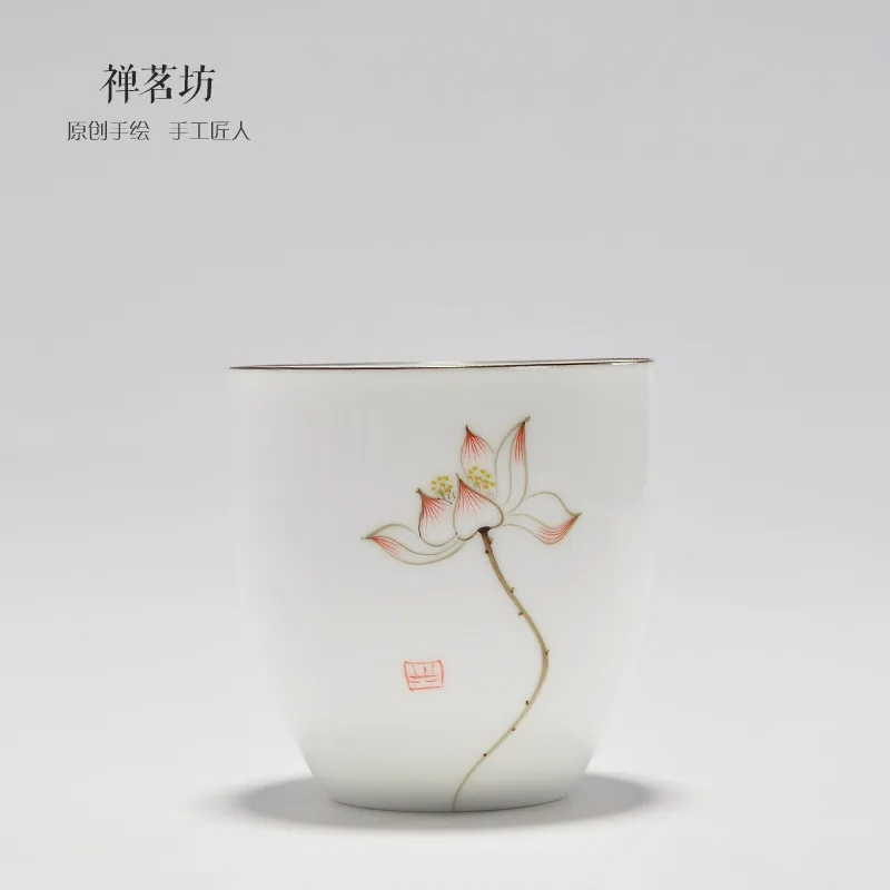 Handpainted Flower Chinese Ceramic Blue and white porcelain Tea Set Cup Glaze Kiln 150ml Kung Fu Teacup Puerh Black | Дом и сад