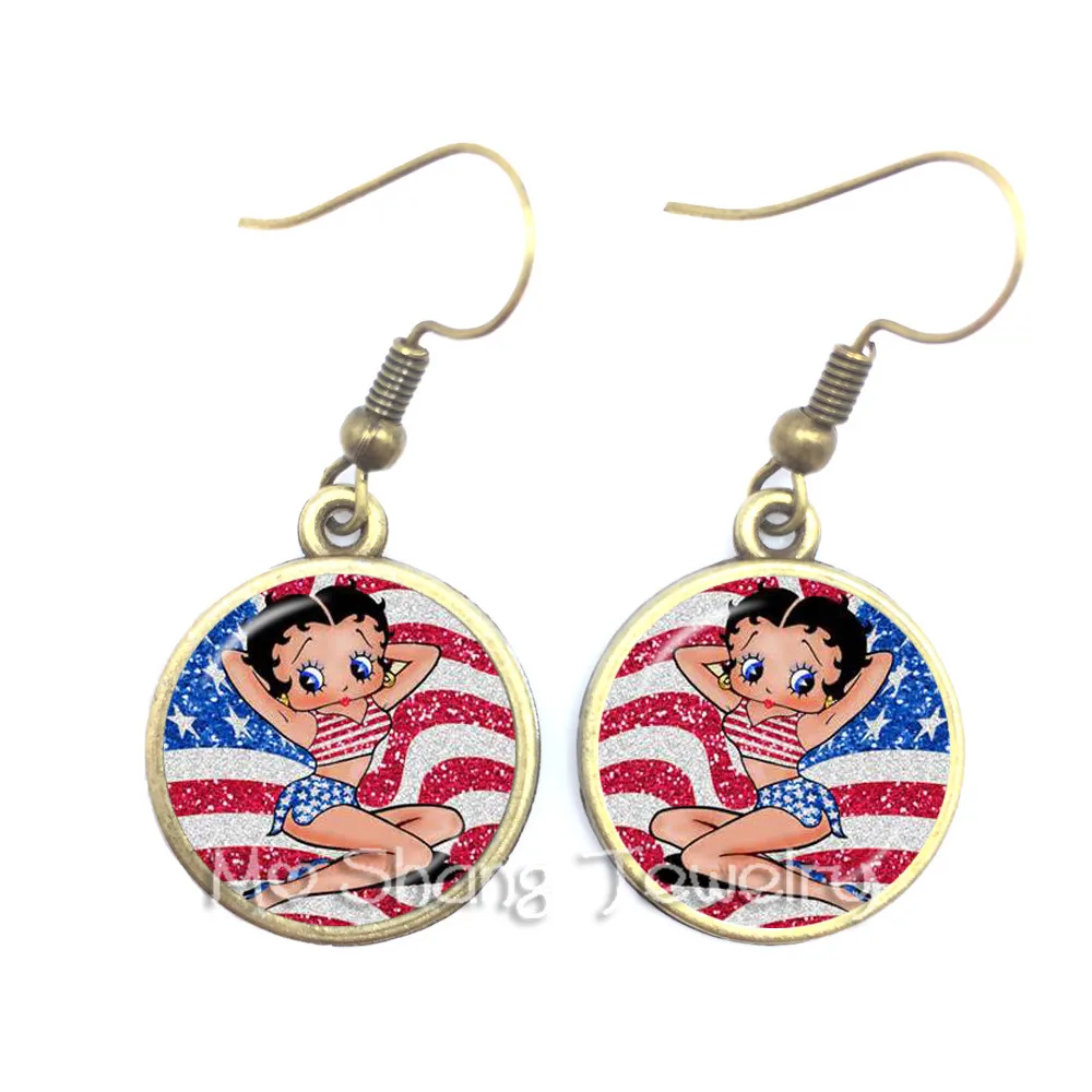 Классическая мультипликационный персонаж Betty Boop Стекло кабошон серьги подвески