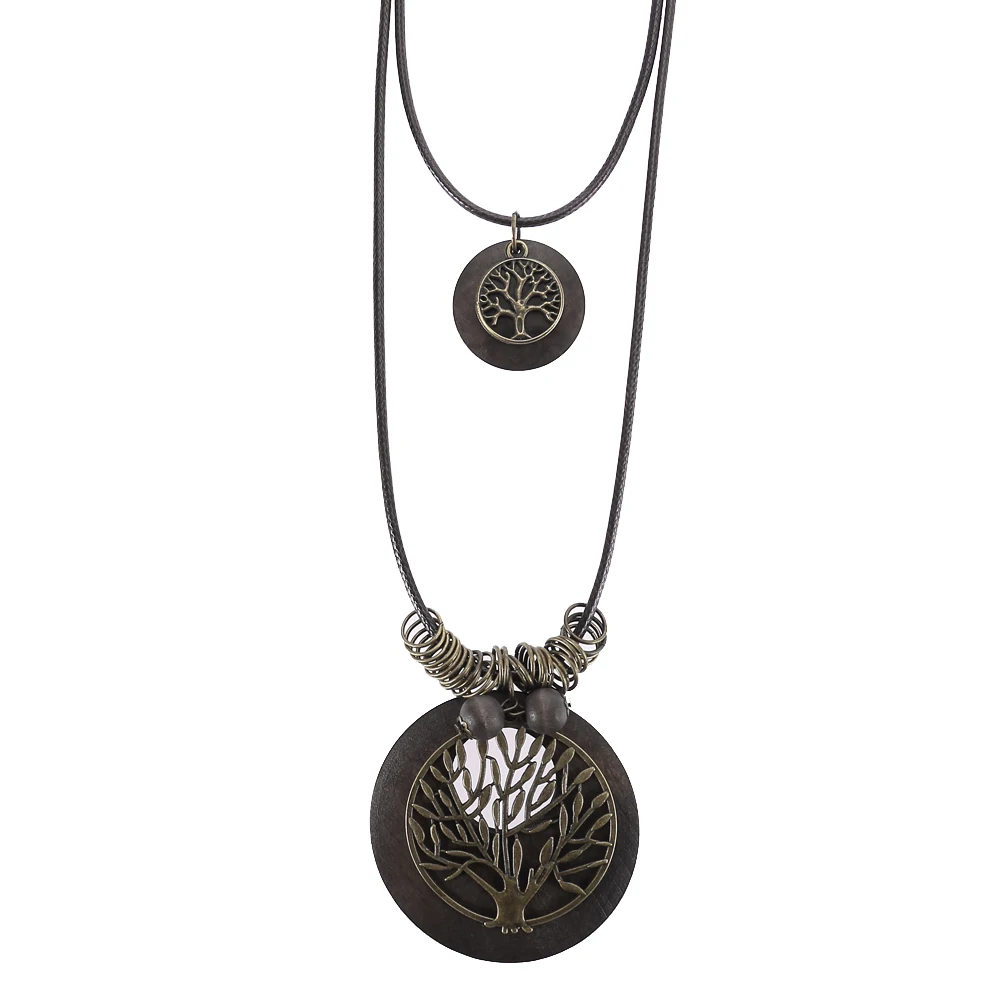 Модное ретро украшение кулон ожерелье дерево Круглый античная медь древо жизни