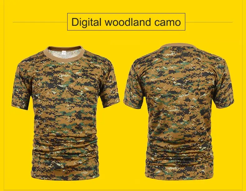 Digital woodland Мужская Уличная Тактическая Военная камуфляжная футболка дышащая американская армейская Боевая футболка быстросохнущая камуфляжная охотничья походная тройка - Цвет: Digital woodland