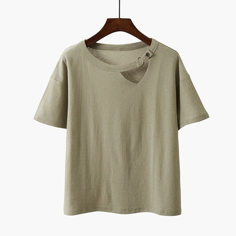 Женская хлопковая футболка с коротким рукавом черная/белая Повседневная