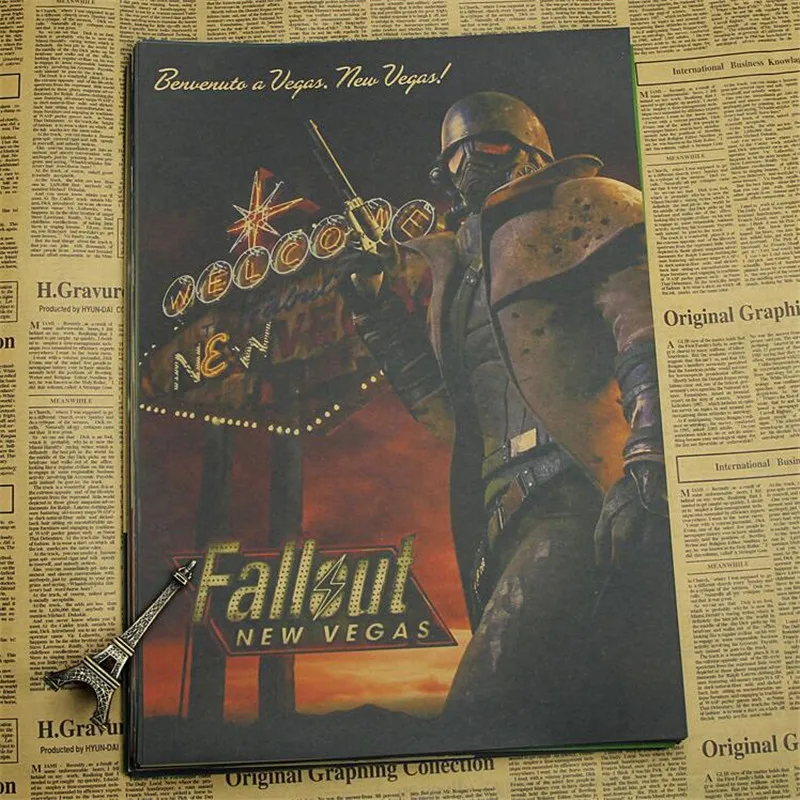 Винтажный игровой плакат Fallout 3 4, детская комната, домашний декор, игровой рисунок, ретро крафт настенная бумажная наклейка, декоративные наклейки на стены