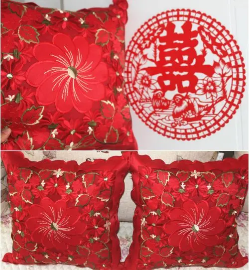 ONEICE красный свадебный Привет наволочка наволочки вышивка ткань украшение