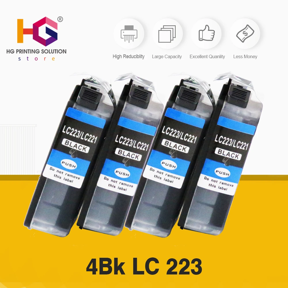 With Chip 4Pcs LC223 LC221 Compatible Ink Cartridge For Brother MFC-J4420DW/J4620DW/J4625DWJ480DW/J680DW/J880DW Printer | Компьютеры и