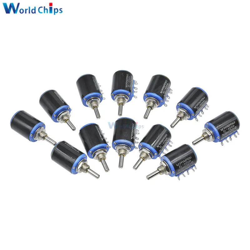 Φ 100R 200R 470R 1K 2 K 4 7 10K 22K 47KΩ Ohm 5 оборотов 1W сопротивление проволочного потенциометра |
