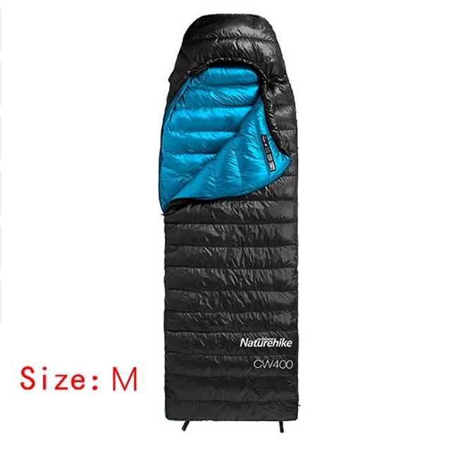 Black M Naturehike 90% спальный мешок с белым гусиным пухом, зимнее теплое спальное одеяло CW400 для походов и кемпинга, 2 цвета, 2 размера - Цвет: Black M