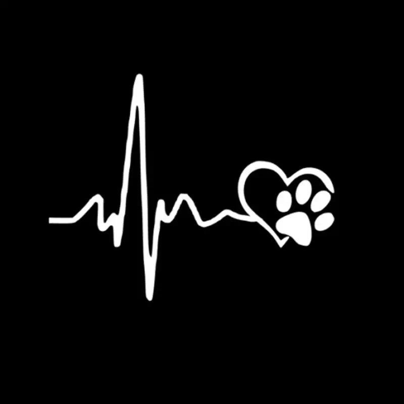 

Heartbeat Cute Dog Footprints Creative Vinyl Car Sticker Decals Black / Silver Funny New Arrival 13*10.3 CM