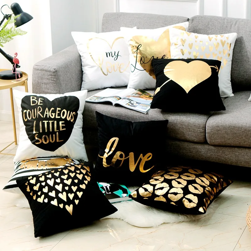 Bronzing Geometry Cushion Cover Gold Printed Pillow Cover Decorative Pillow Case Sofa Seat Car Pillowcase Soft