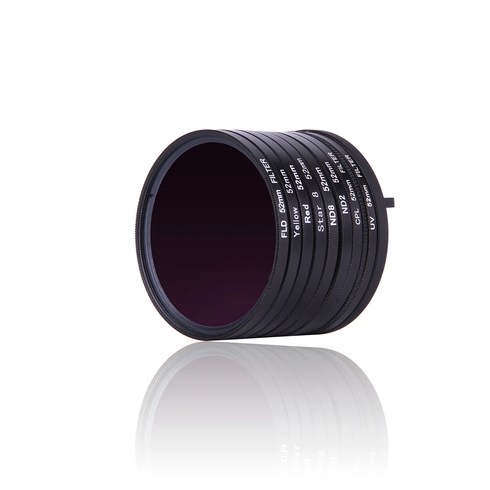 52 мм UV CPL ND2 ND8 красный желтый FLD Star 8 фильтр объектива + крышка кольцо адаптера для