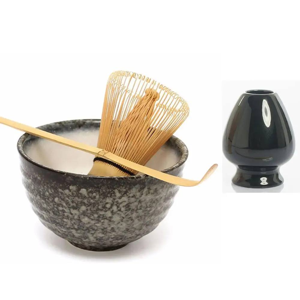 D 4 PCS Элегантная традиционная matcha giftset натуральная бамбуковая ложечка венчик Совок церемониальная чаша для маття венчик держатель японская маття чайные наборы - Цвет: D 4 PCS