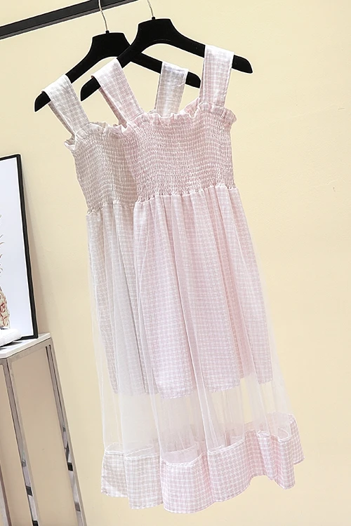 Женское клетчатое платье на бретельках 2019 весна лето Модные женские