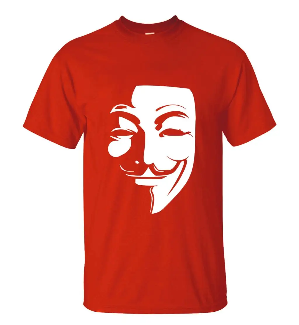 V for Vendetta летняя новая стильная мужская футболка из хлопка высокого качества с круглым вырезом и коротким рукавом Повседневная модная футболка - Цвет: Красный