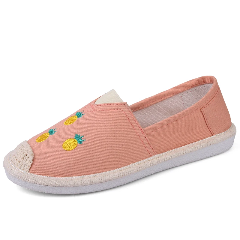 2018 Fashion Summer NEW Women Loafers Womens Shoes Korea Flat Female Pineapple Canvas Fisherman my4 | Обувь