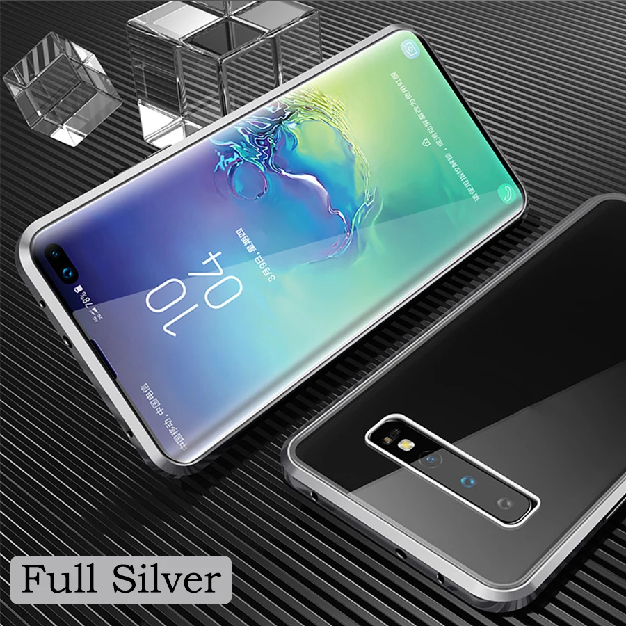 Роскошный магнитный металлический чехол S10plus для samsung S10 5G S9 S8 Plus Note 9 8 S10e Передняя Задняя 360 стеклянная Защитная крышка