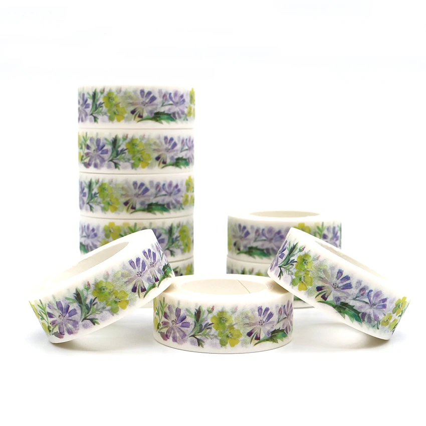

10m*15mm Creative Flower Washi Tape DIY Decorative Tape Color Paper Office Adhesive Stationery Masking Tape Sticker 1 PCS