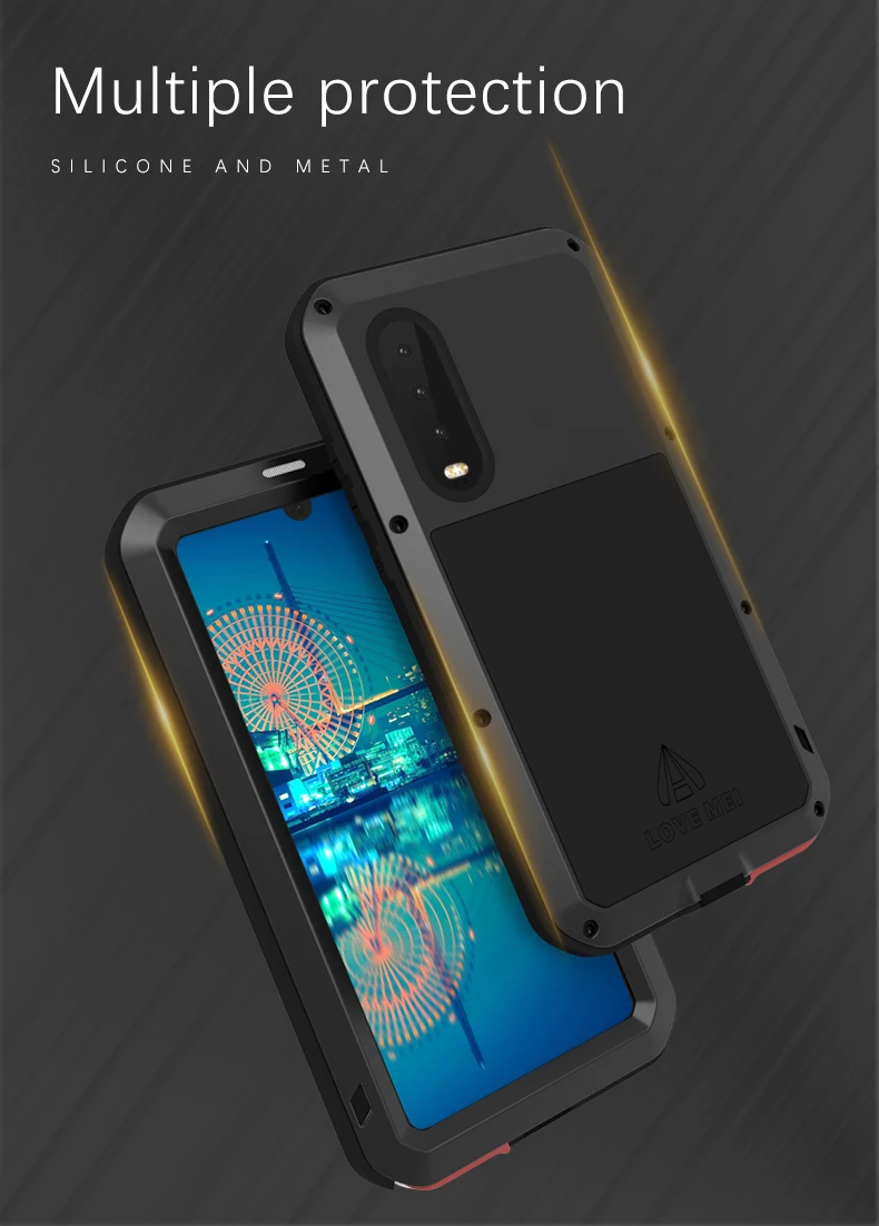 LOVE MEI металлический алюминиевый для huawei P30/P30 Pro/p30 Lite сверхмощный противоударный водонепроницаемый Мощный защитный чехол