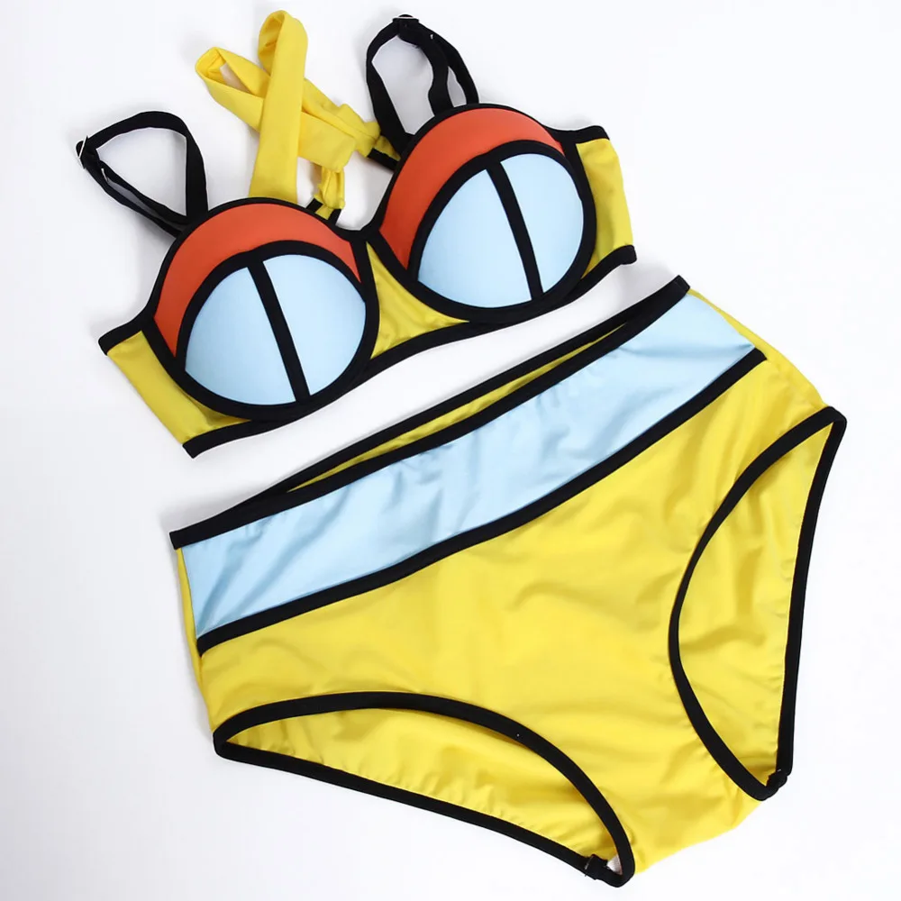 Европейский комплект бикини с высокой талией большого размера купальник для