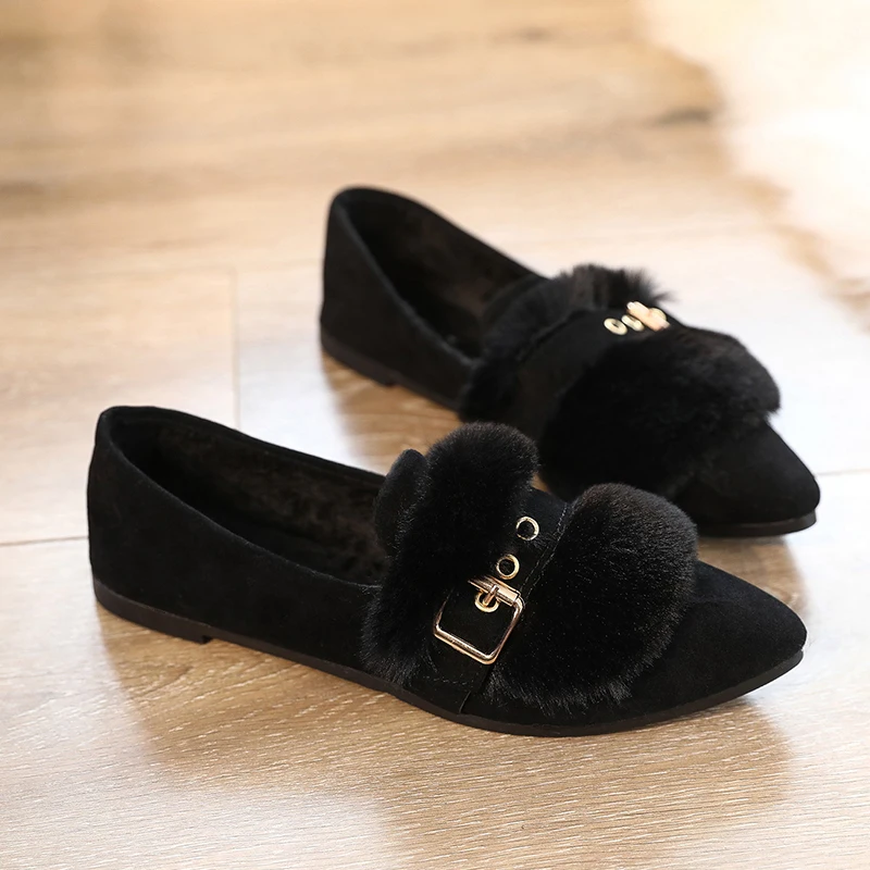 Милая теплая женская обувь на плоской подошве зимняя сезон осень-зима удобная