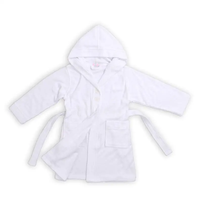 White Модные банные халаты для мальчиков, махровый банный халат для детей, банный халат для девочек, одевание ночная рубашка из хлопка и полиэстера - Цвет: White