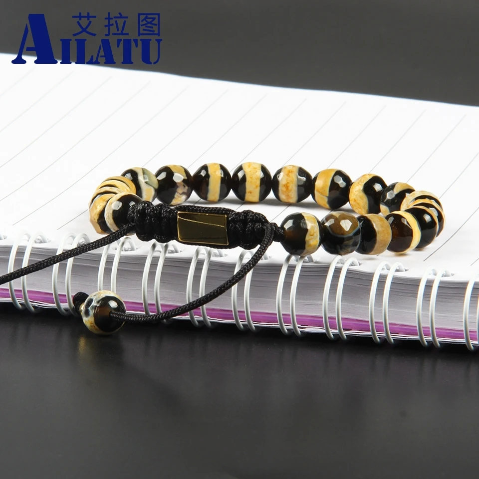 Браслет Ailatu 8 мм из натурального камня для медитации макрама|macrame bracelet|bracelet macramegift
