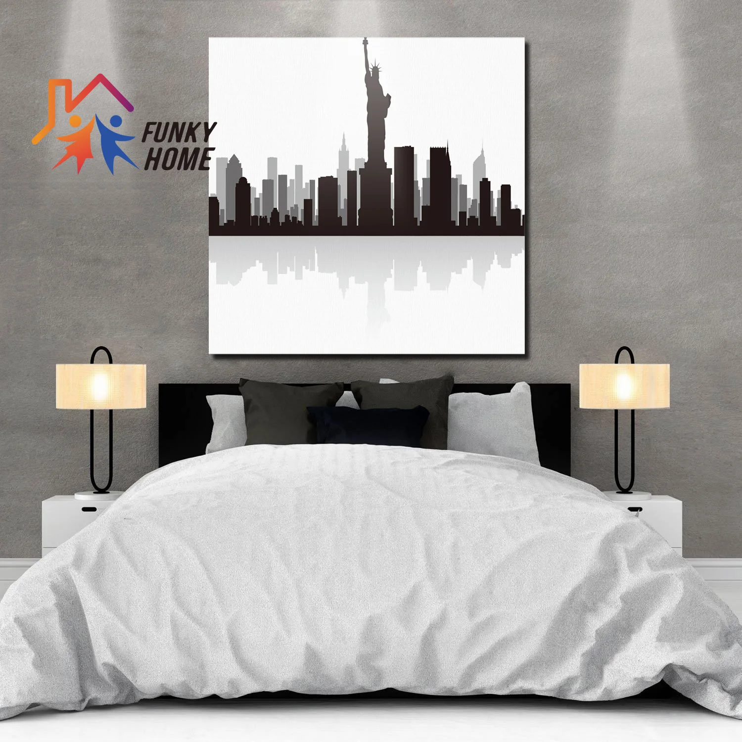 FunkyHome пейзаж холщовая живопись Новый горизонт береговая линия бизнес-город