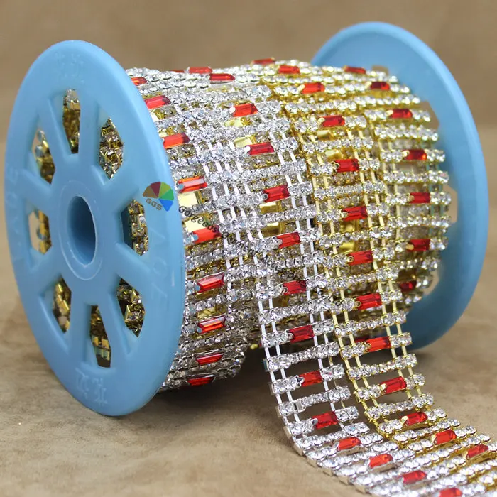 Набор разноцветных багетов цепочка из чешского хрусталя стразы для костюма