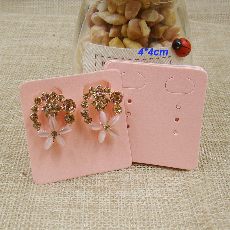 Оптовая продажа розовая бумажная упаковочная карта для серьги тег милый