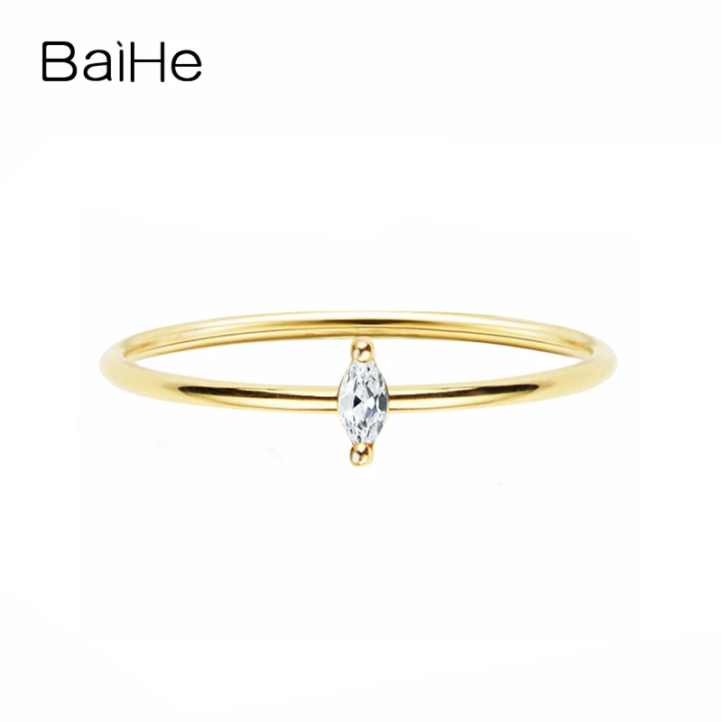 BAIHE однотонное 14K желтое золото 0.05CT H/SI круглые натуральные бриллианты свадебные