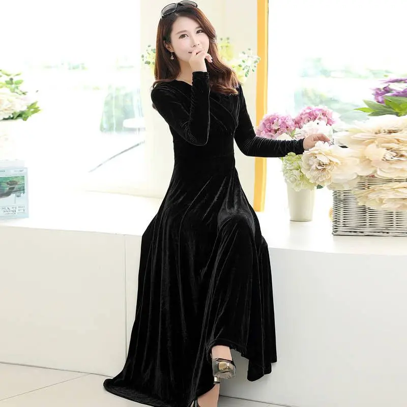 Женское бархатное платье с длинным рукавом элегантное облегающее винтажное