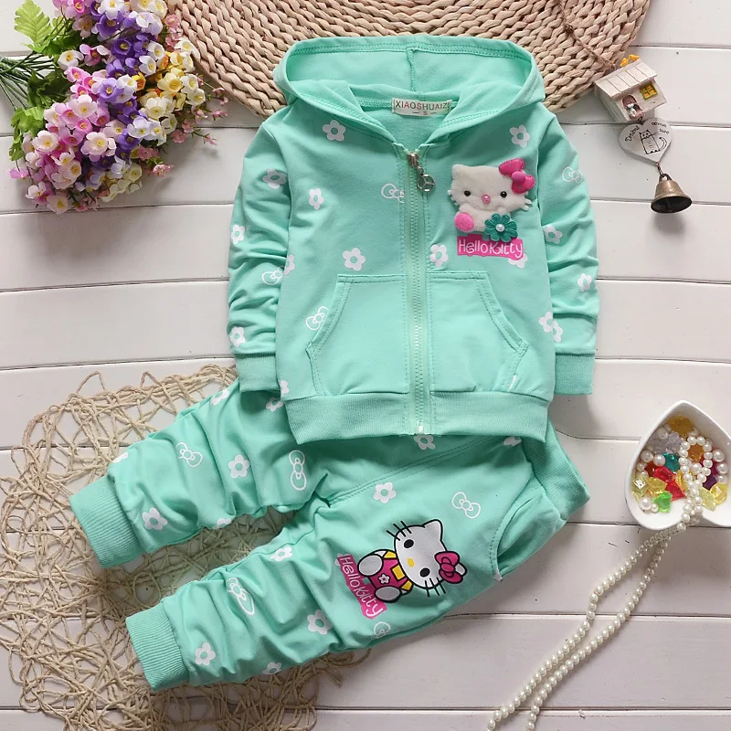 Весна Осень 2020 комплект одежды для маленьких девочек с рисунком Hello Kitty