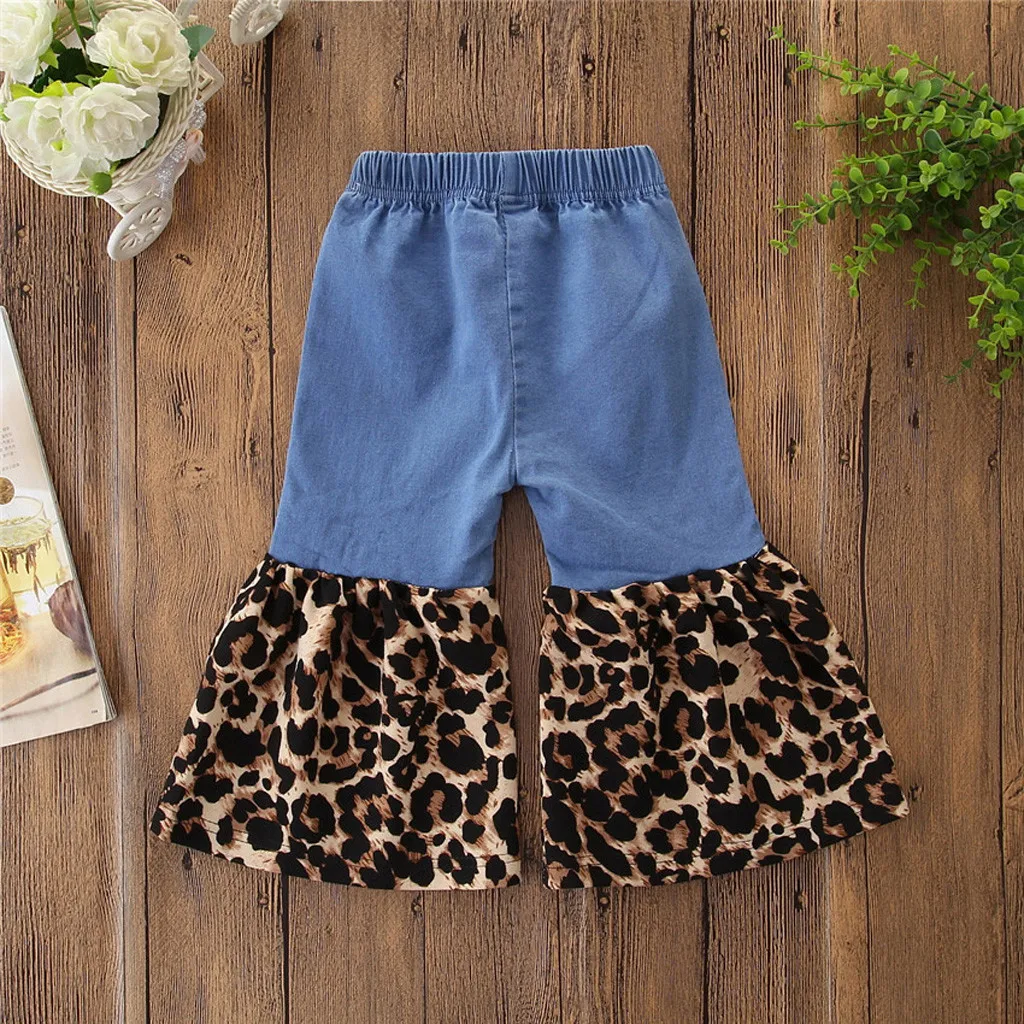 Джинсы SAGACE для маленьких девочек с леопардовым принтом свободные штаны из