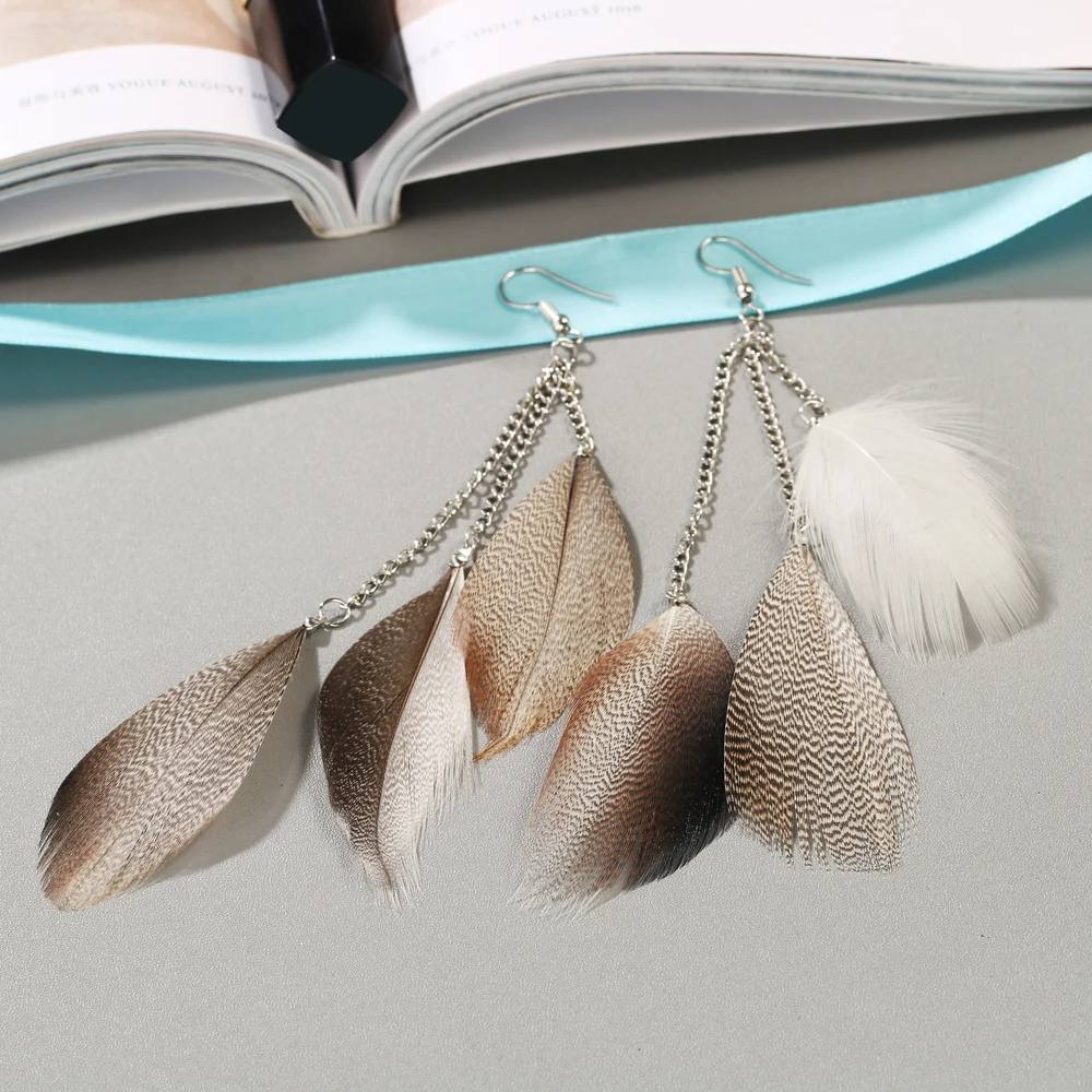 Перо серьги для женщин Boucle D'oreille длинные модные Oorbellen Brinco ювелирные украшения