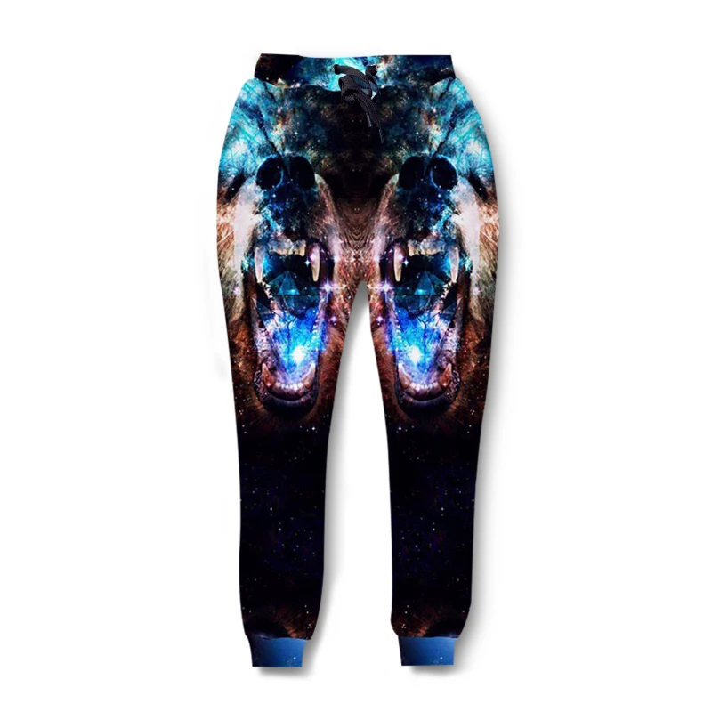 Мужские/Женские повседневные брюки леггинсы для фитнеса Harajuku Wolf Galaxy 3D принт