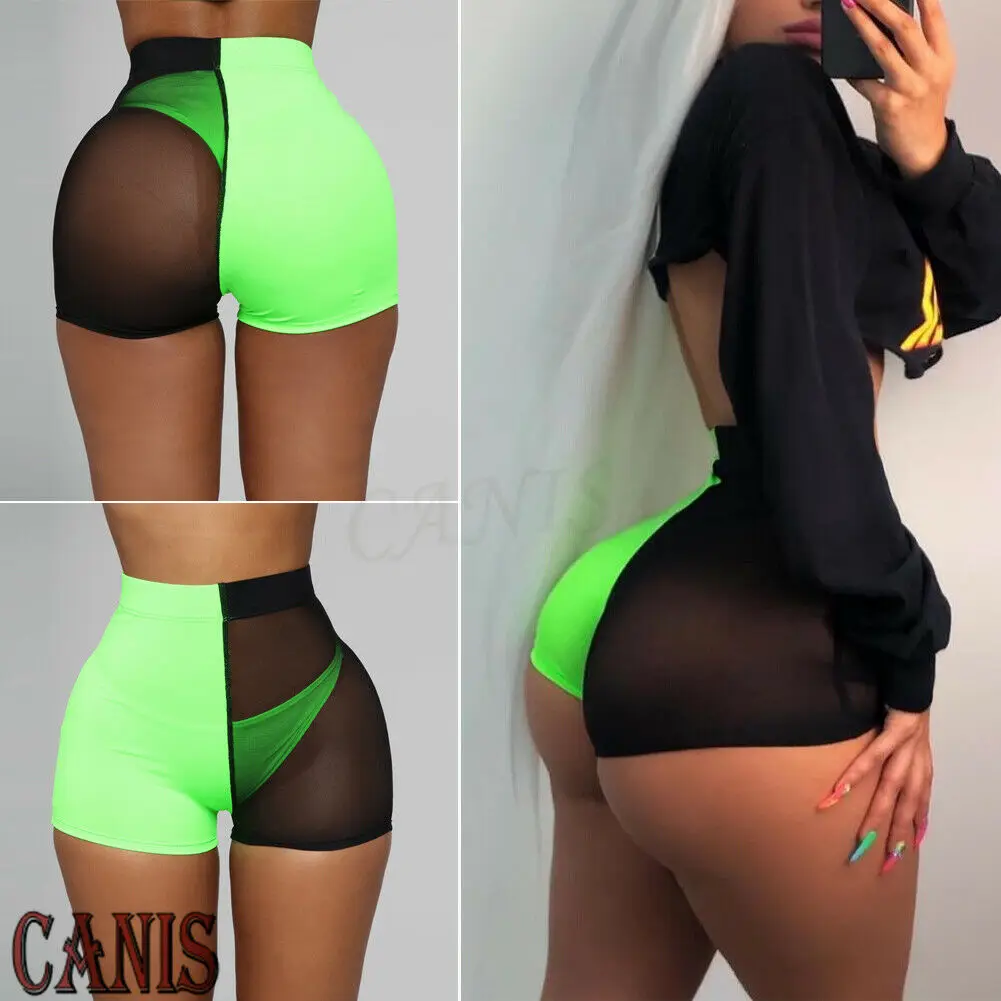 Женские сексуальные сетчатые повседневные шорты для бега йоги спортзала анти